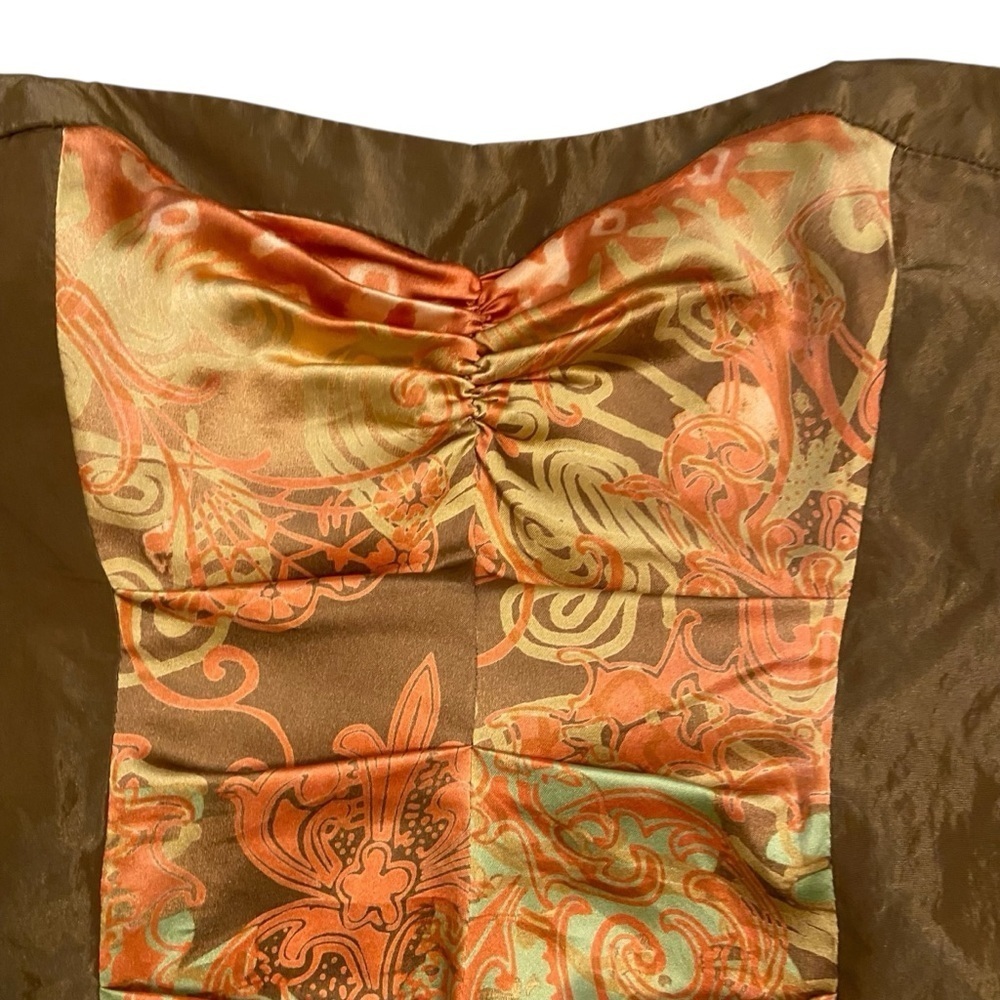 Nicole Miller Collection Sweetheart Silk Ruched Strapless Dress Size 8 Bronze - Picture 8 of 16
